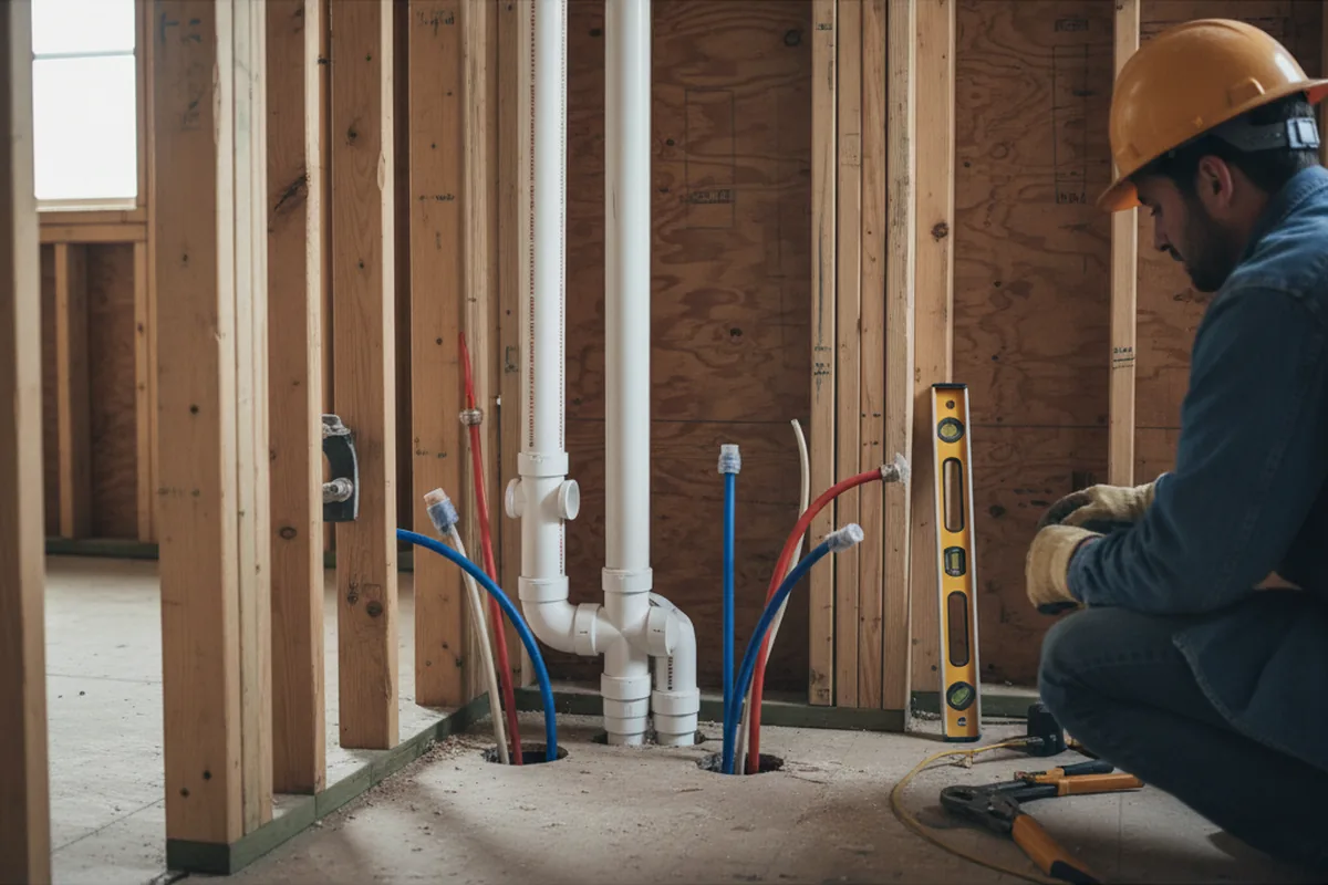 Drain and supply rough-in during Leak Detection in Hickory Hills