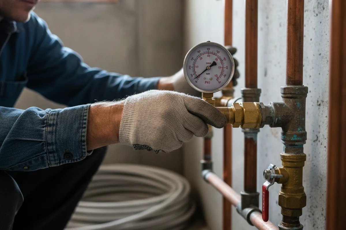 Pressure testing a repaired line during Water Line Repair in Hickory Hills